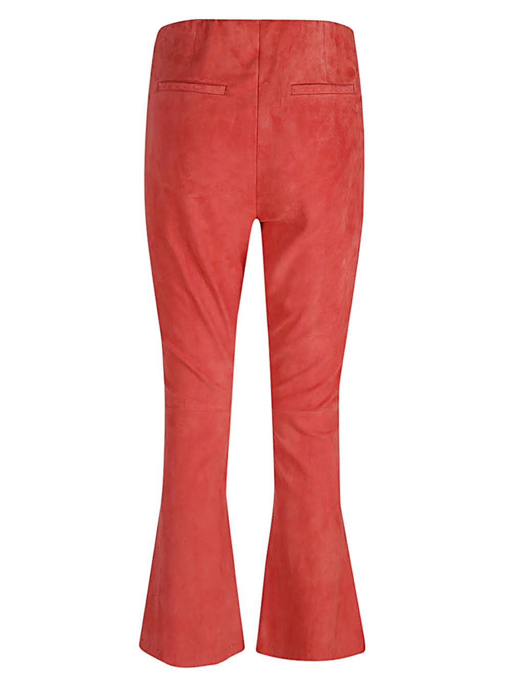 Via Masini 80 Flared Cropped Suede Trousers - Red image 1