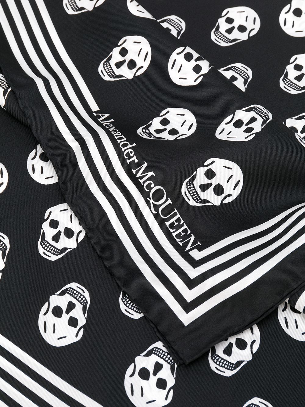 Alexander McQueen Skull Print Silk Scarf - Black & White image 2