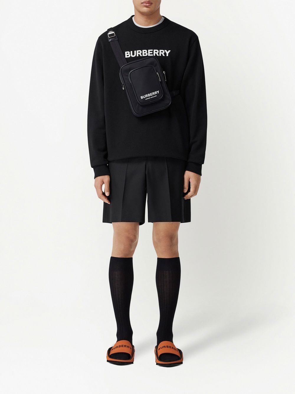 Burberry Black Logo-Print Cotton Sweatshirt image 4