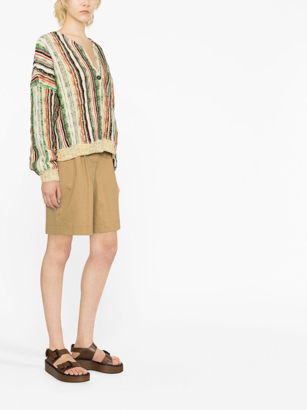 VITELLI Multicolor Striped Cotton-Linen Blend Cardigan image 1