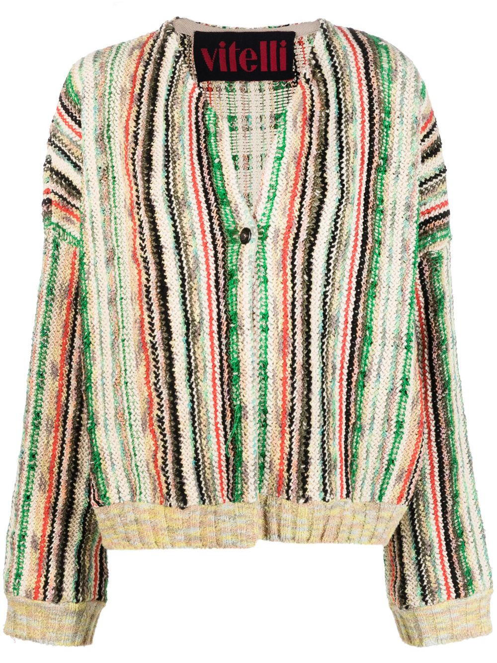 VITELLI Multicolor Striped Cotton-Linen Blend Cardigan image 0