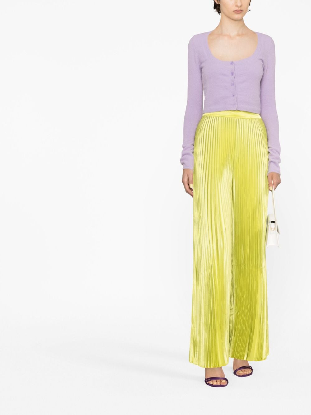 L'IDEE WOMAN Green Pleated Wide Leg Trousers image 1