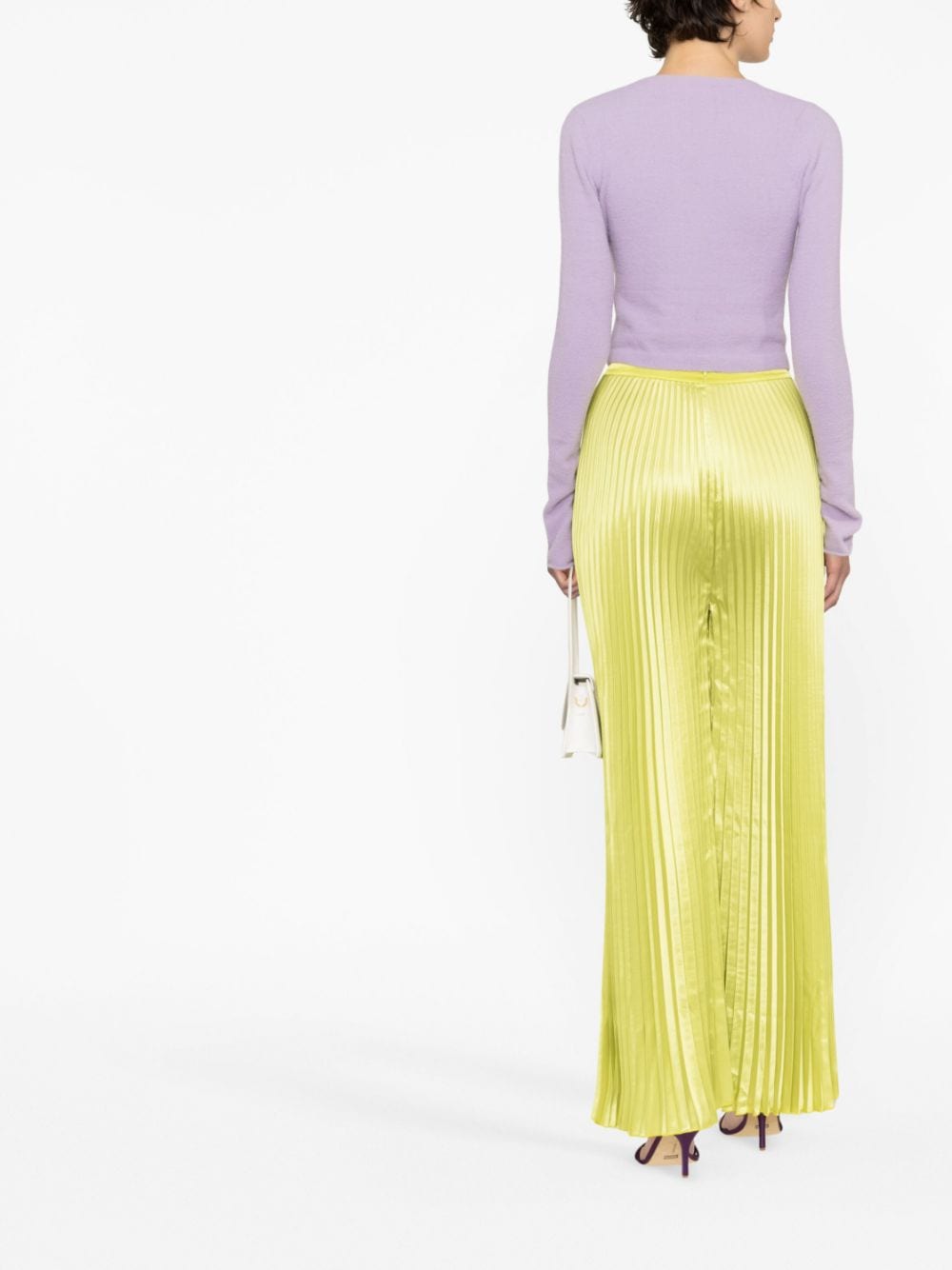 L'IDEE WOMAN Green Pleated Wide Leg Trousers image 3