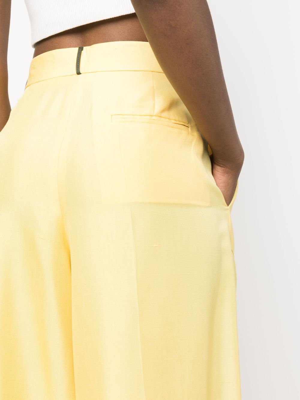 Bally Wide-Leg Silk Trousers in Yellow image 1