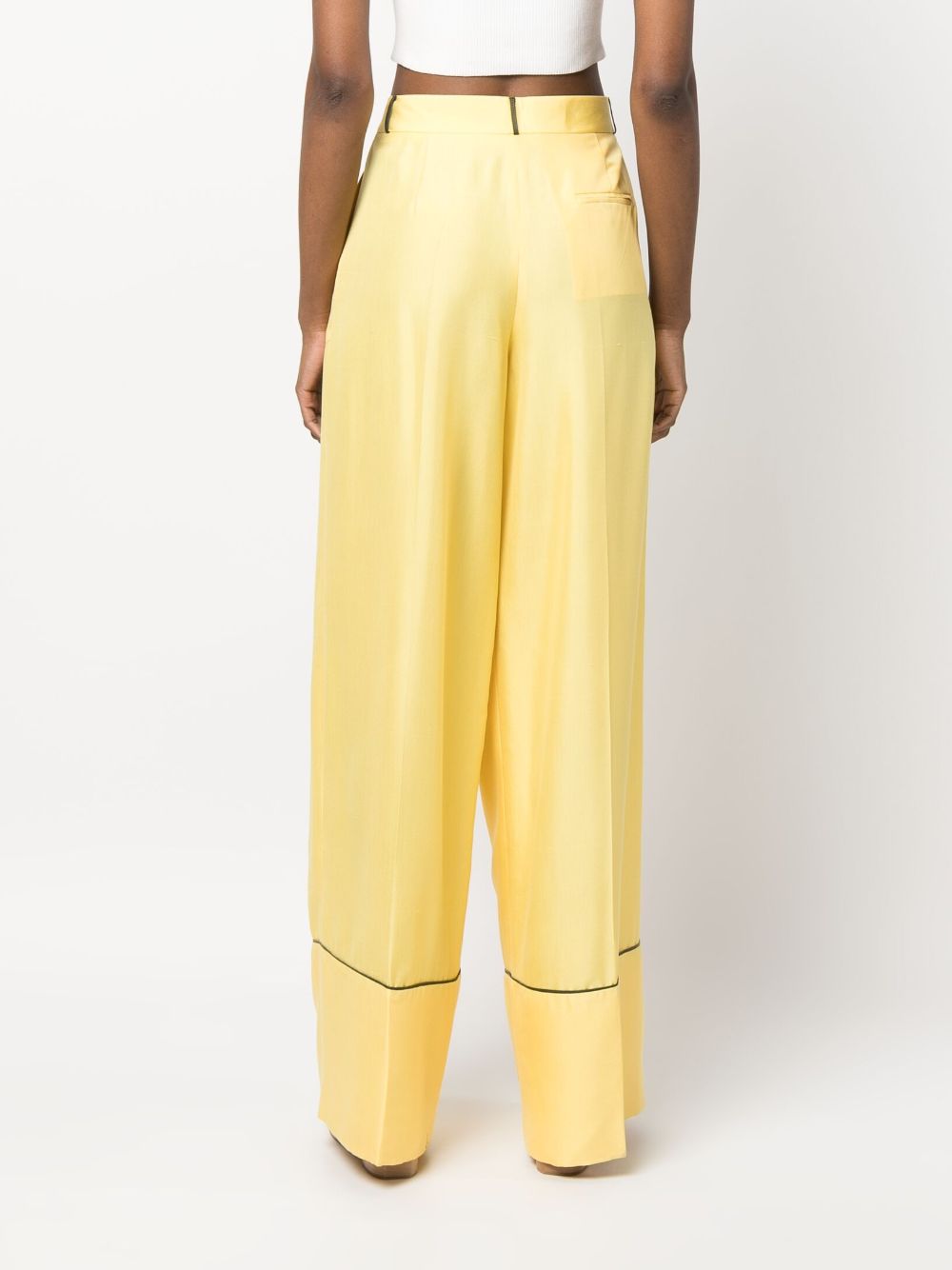 Bally Wide-Leg Silk Trousers in Yellow image 2