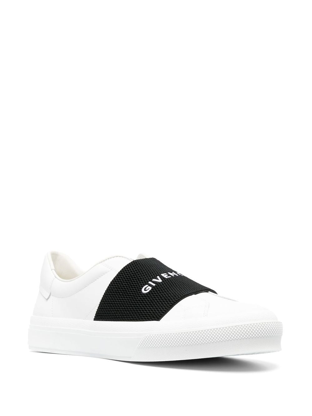 Givenchy Paris Strap Leather Sneakers in White image 1