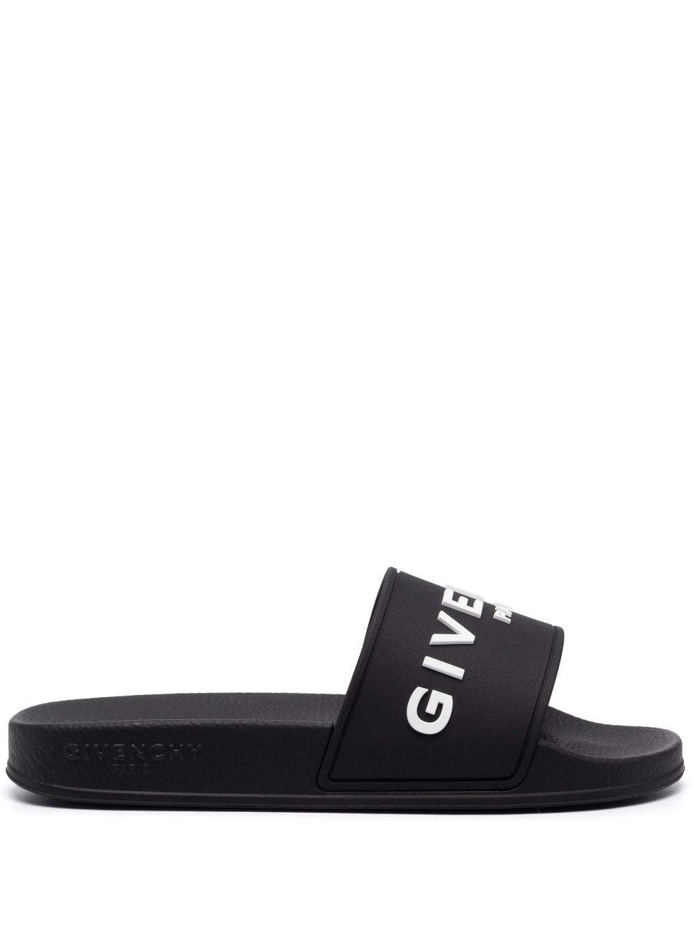 Givenchy Black Logo Debossed Open Toe Slides image 0