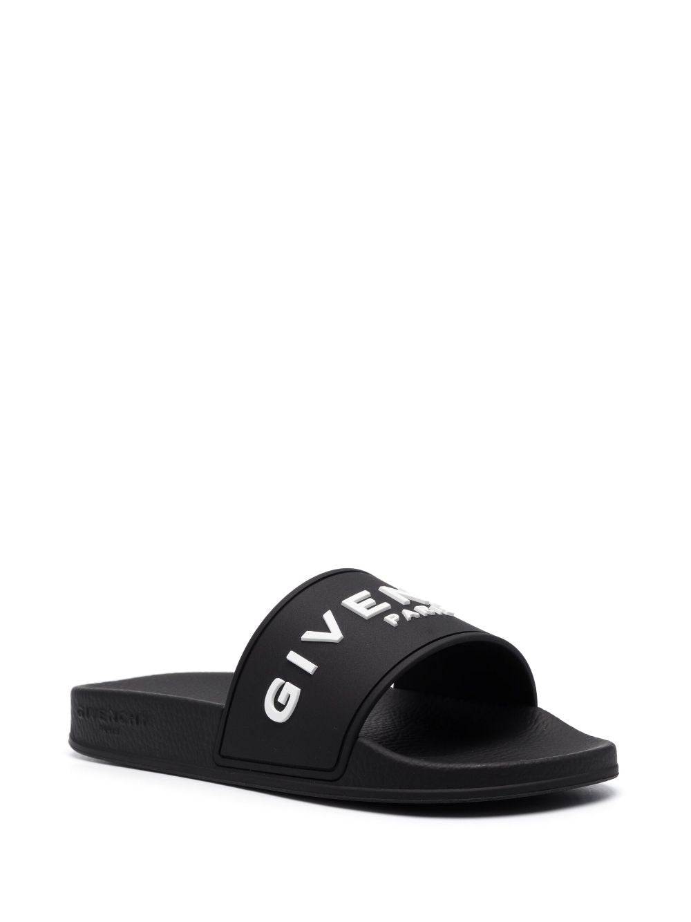 Givenchy Black Logo Debossed Open Toe Slides image 1