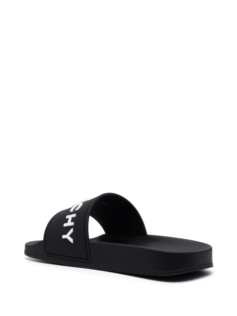 Givenchy Black Logo Debossed Open Toe Slides image 2