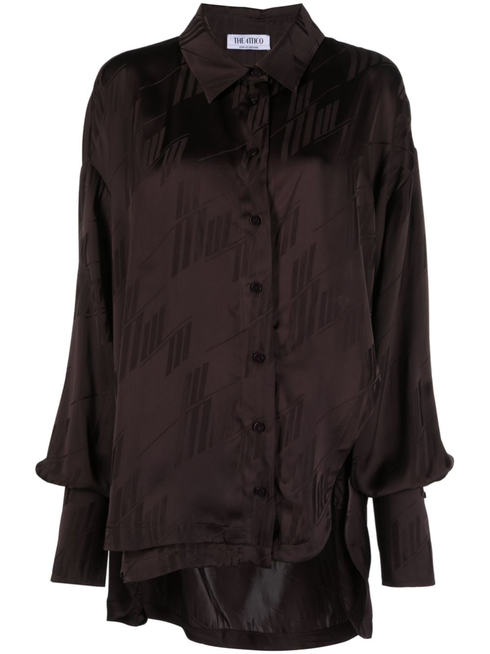 The Attico Diana Cut-Out Asymmetric Logo Print Shirt - Chocolate Brown image 0