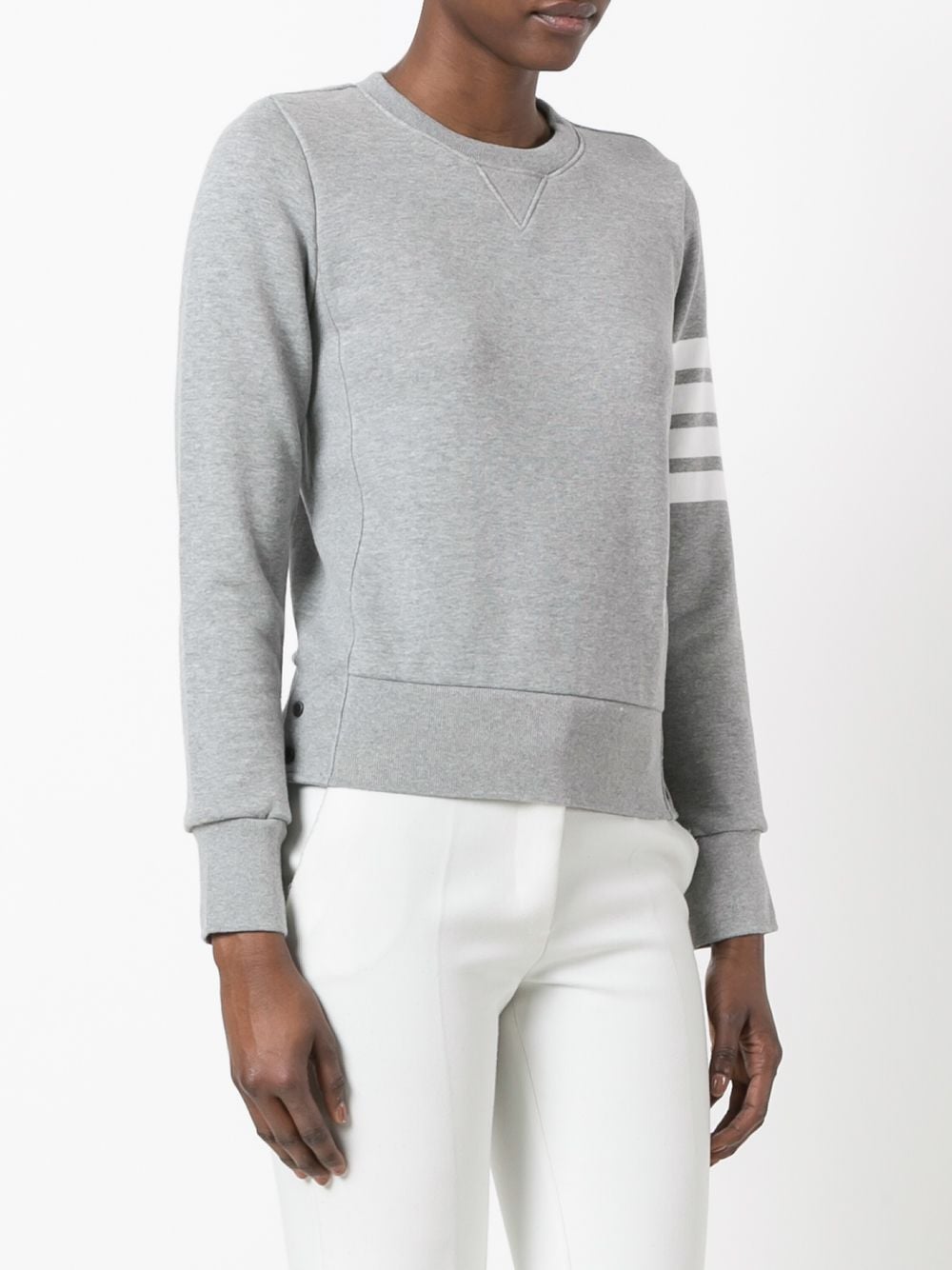 Thom Browne Signature Four-Bar Stripe Cotton Sweatshirt - Grey image 2