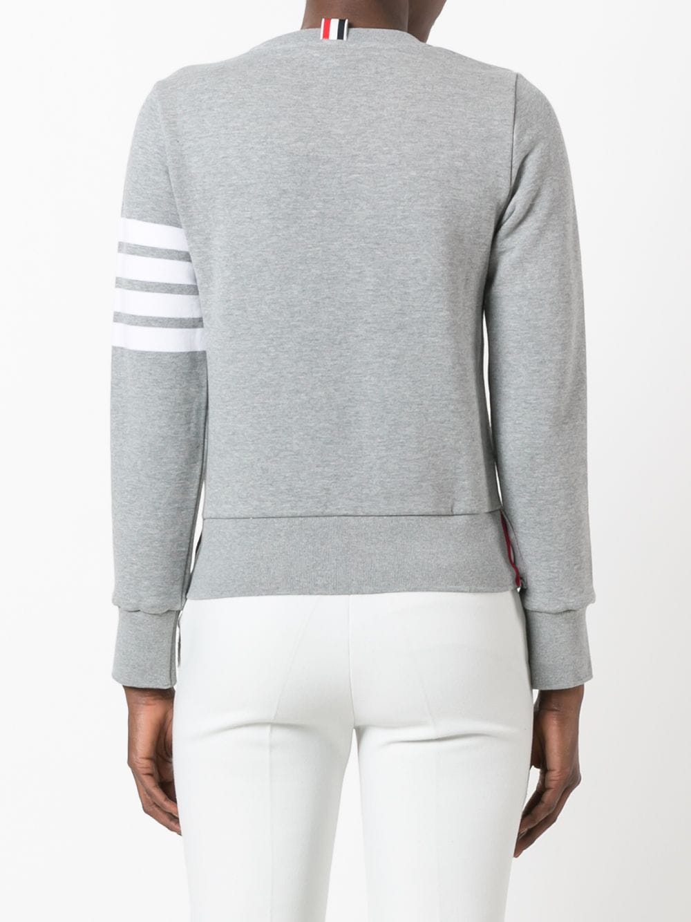 Thom Browne Signature Four-Bar Stripe Cotton Sweatshirt - Grey image 3