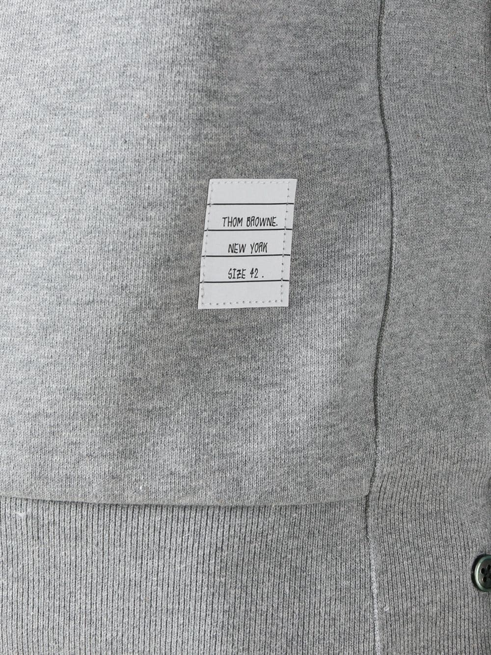 Thom Browne Signature Four-Bar Stripe Cotton Sweatshirt - Grey image 4