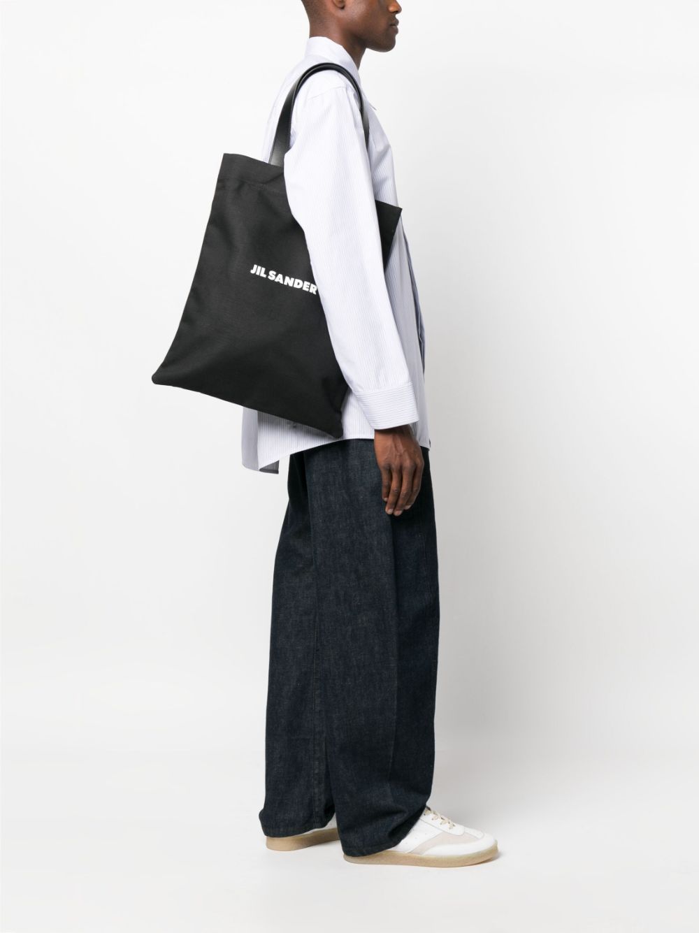 Jil Sander Black Logo Print Tote Bag image 3