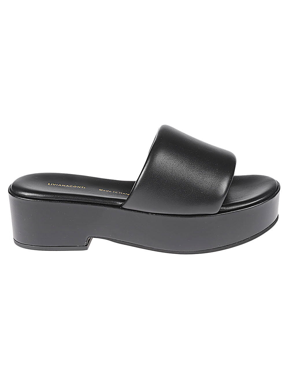 Liviana Conti Black Leather Platform Mules image 0