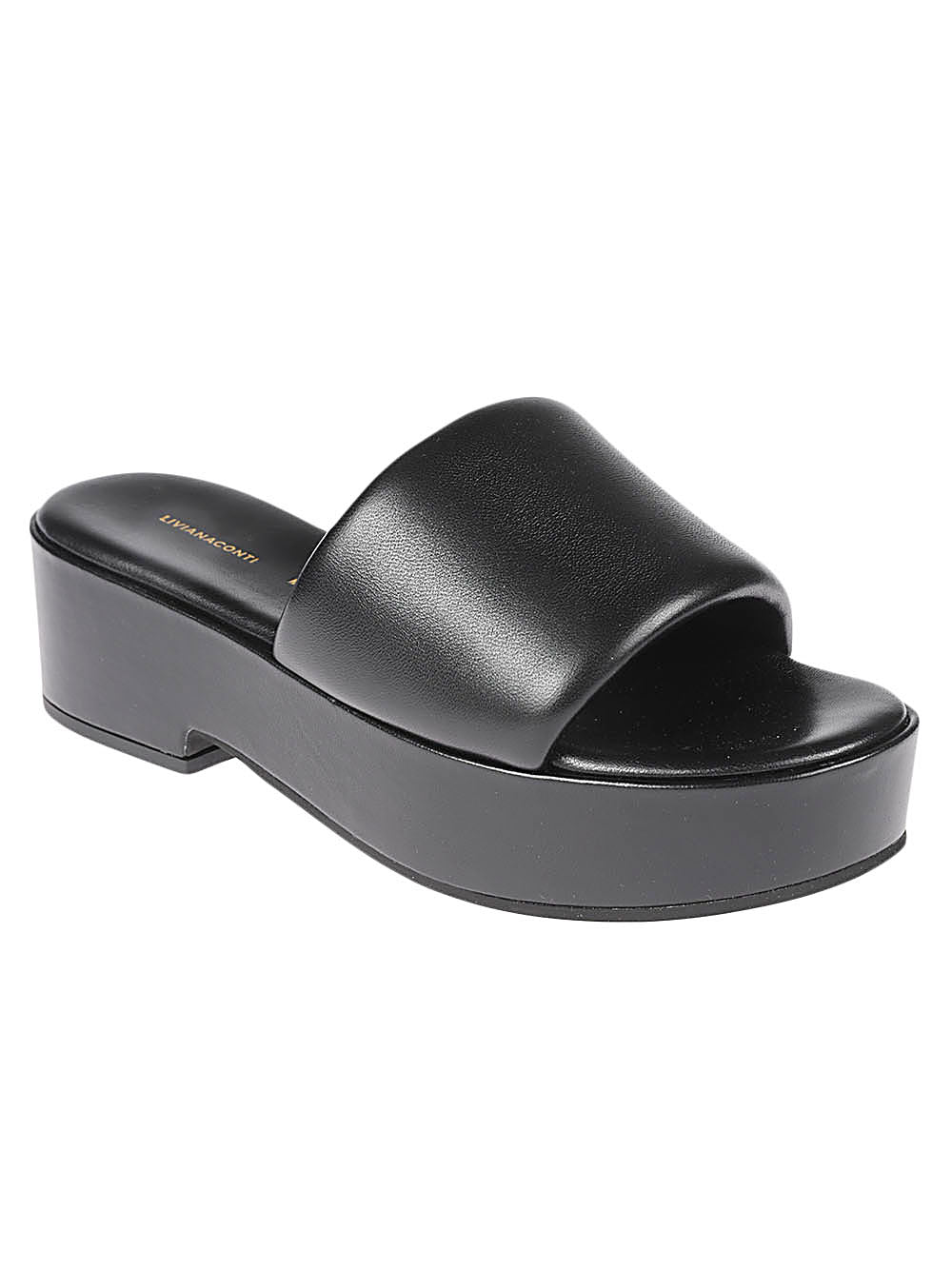 Liviana Conti Black Leather Platform Mules image 1