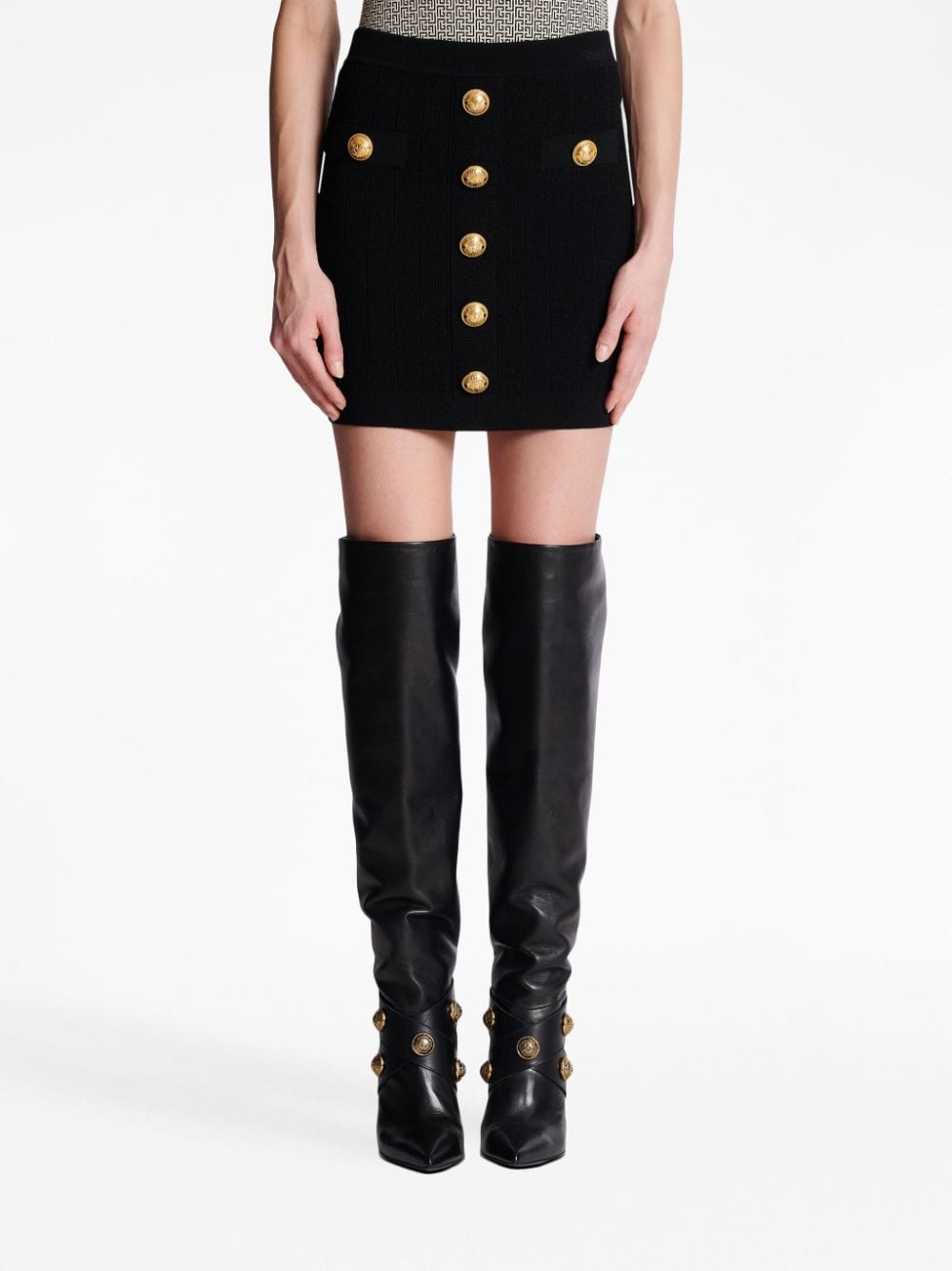 Balmain Black Knitted Mini Skirt image 6