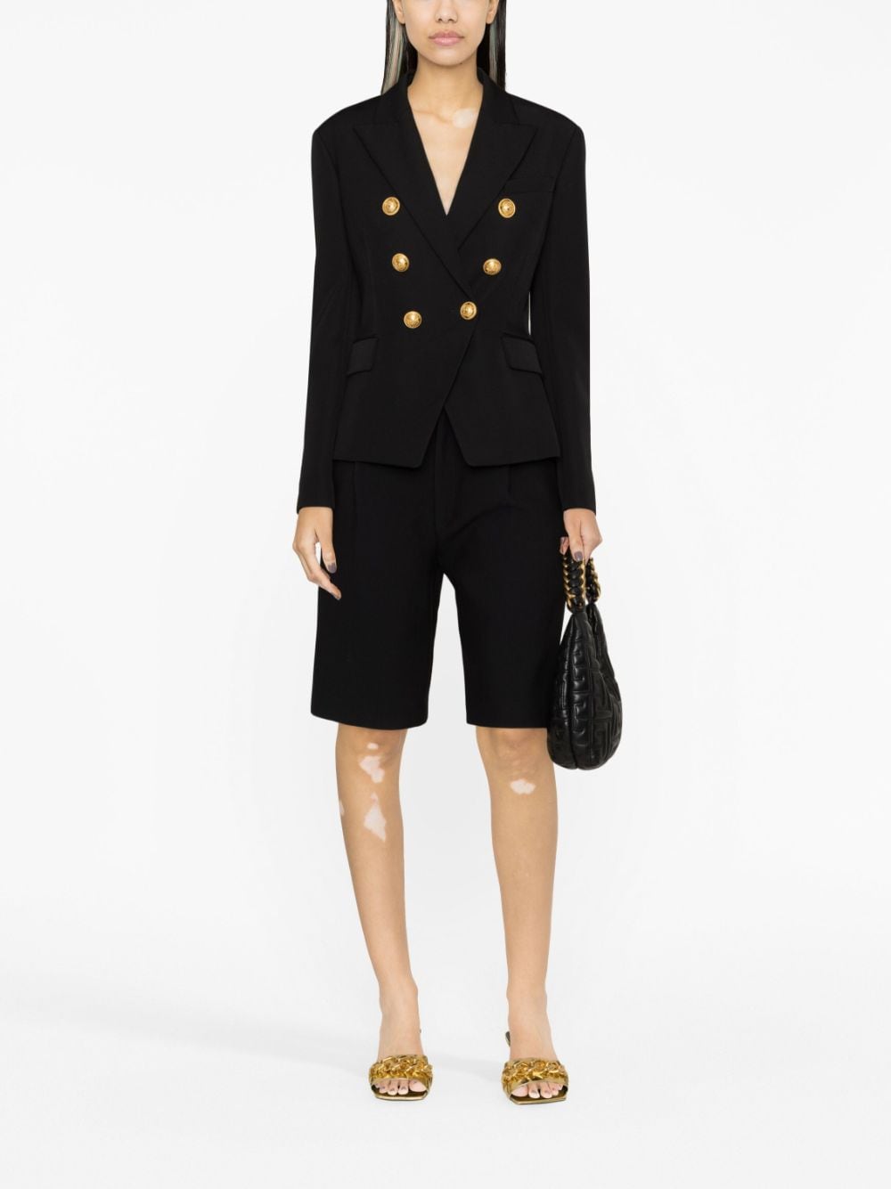 Balmain Black Double-Breasted Wool Blazer image 3