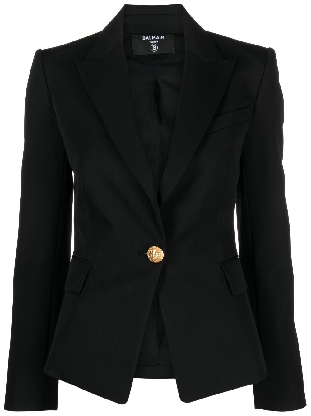 Balmain Black Wool Blazer with Lion Head Motif image 0