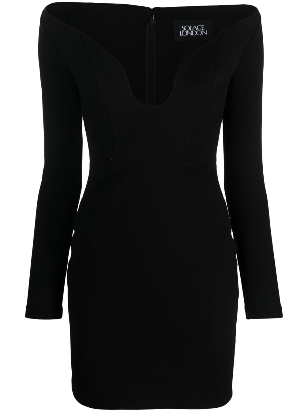 Solace London Black Off-Shoulder Crepe Mini Dress image 0