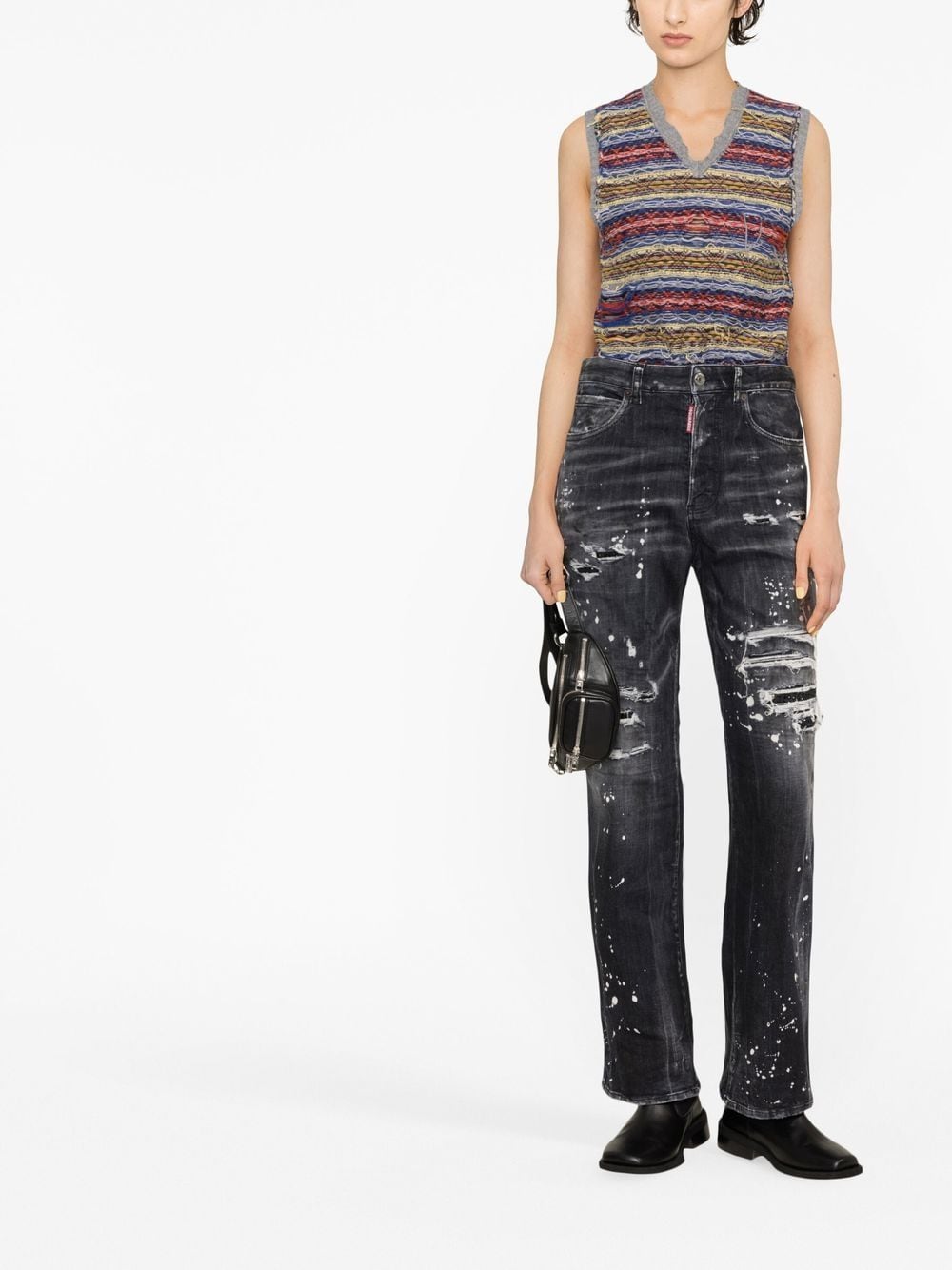 DSQUARED2 Distressed Black Bootcut Jeans image 1