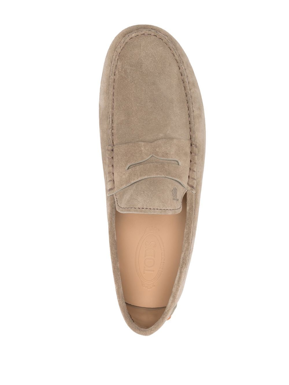 Tod's Suede Penny Loafer Flats in Beige image 3