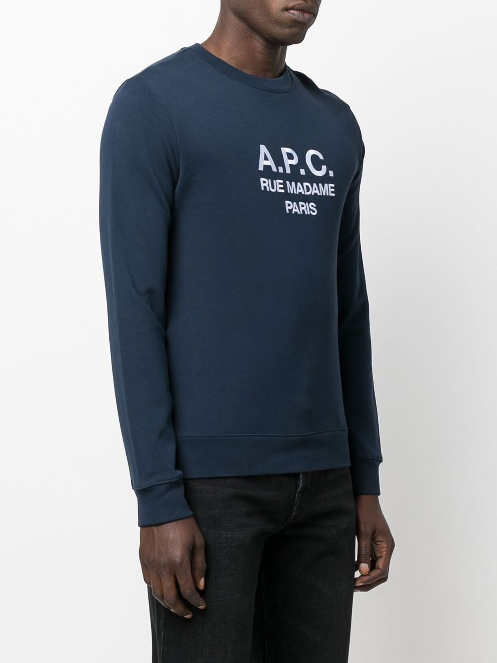 A.P.C. Navy Blue Organic Cotton Logo Print Sweatshirt image 1