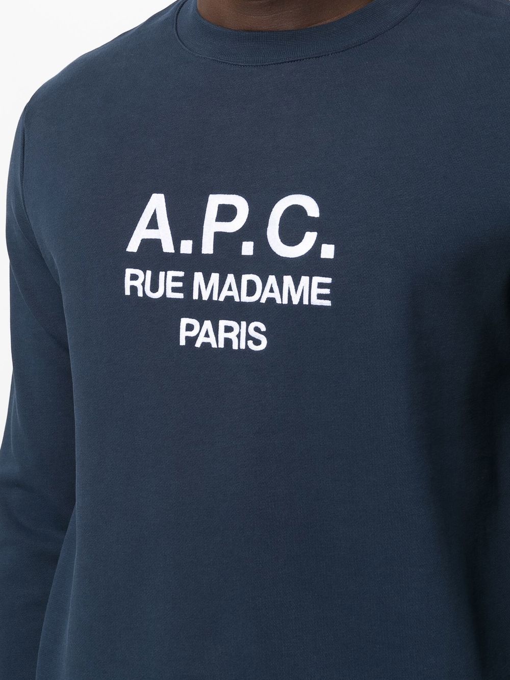 A.P.C. Navy Blue Organic Cotton Logo Print Sweatshirt image 3