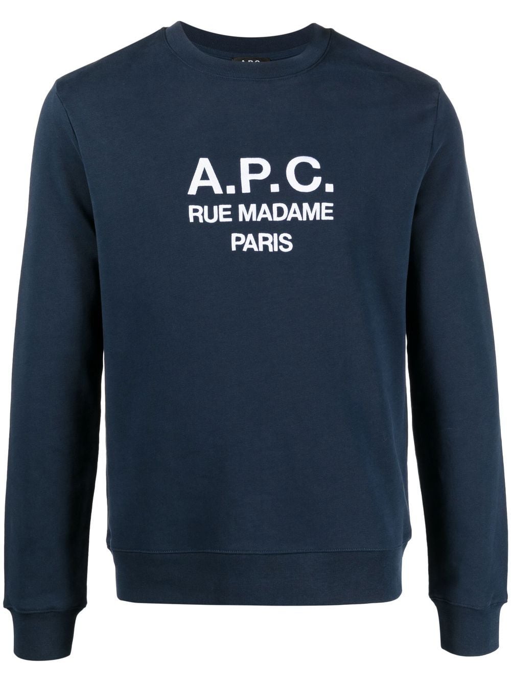 A.P.C. Navy Blue Organic Cotton Logo Print Sweatshirt image 0