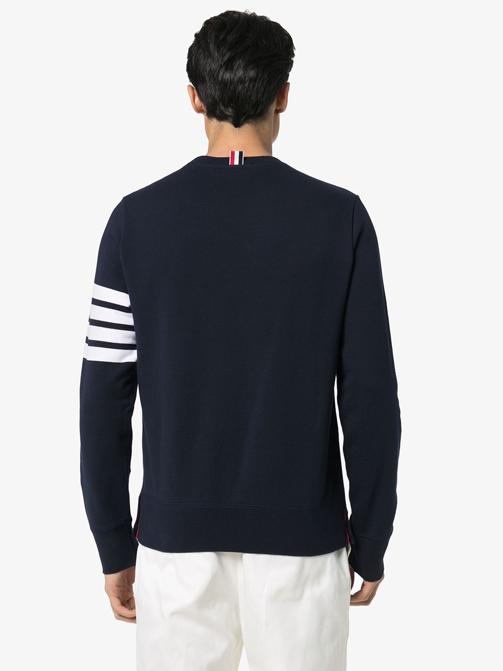 Thom Browne Navy Blue Brushed Cotton Crewneck Sweater image 2