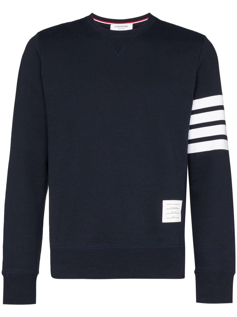 Thom Browne Navy Blue Brushed Cotton Crewneck Sweater image 0