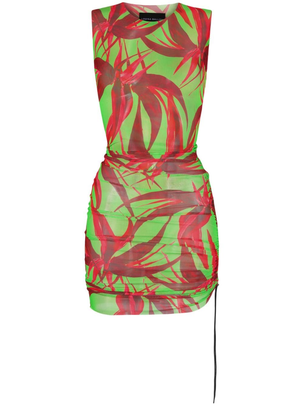 Louisa Ballou Green Graphic Print Ruched Dress image 0