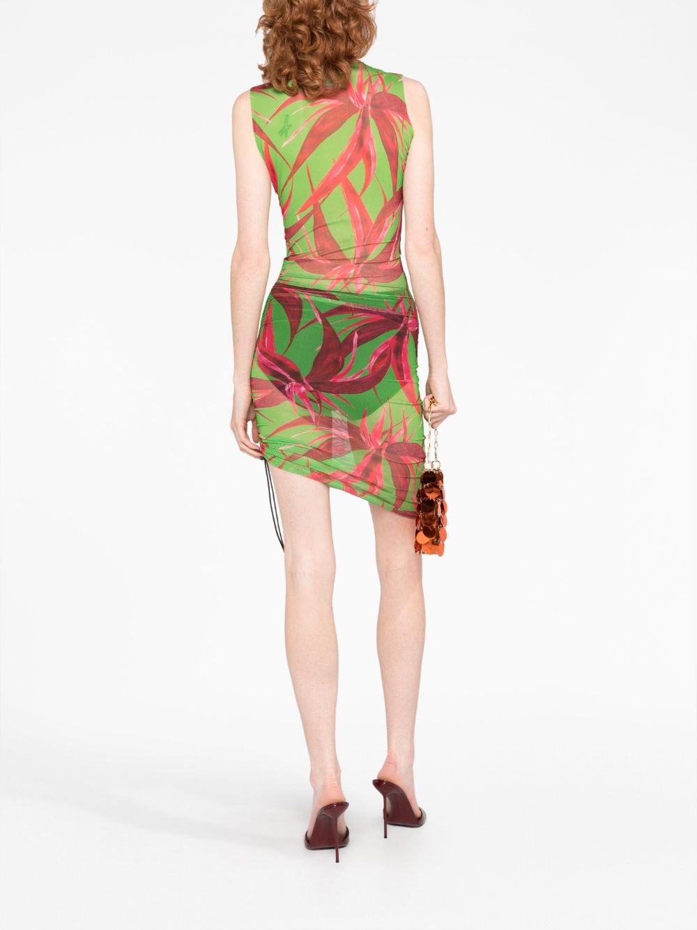 Louisa Ballou Green Graphic Print Ruched Dress image 5