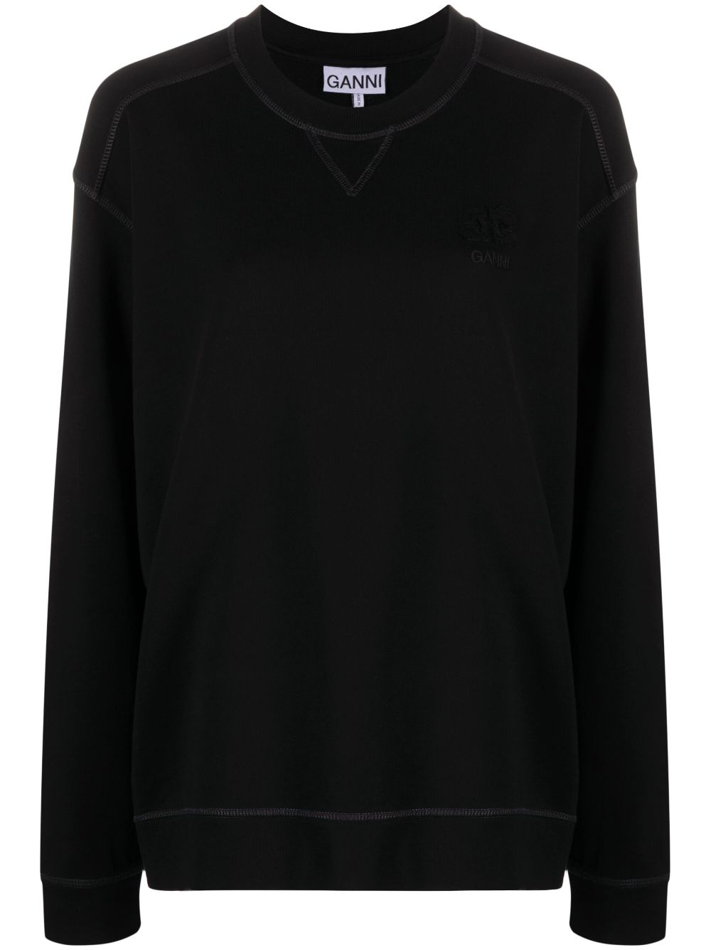 GANNI Black Organic Cotton Drop Shoulder Sweatshirt image 0