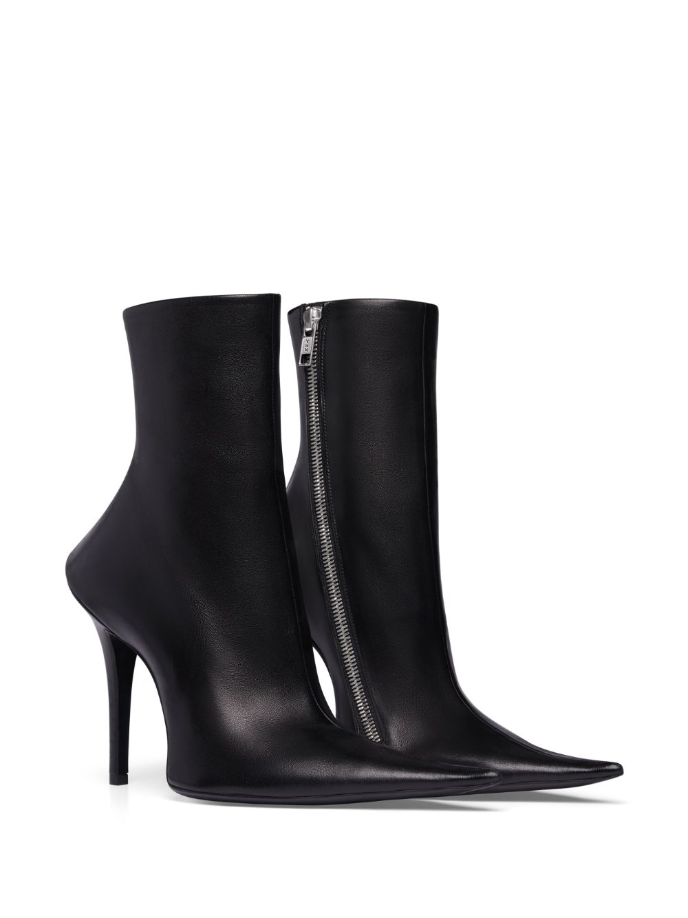 Balenciaga Black Pointed Toe Stiletto Leather Boots image 6