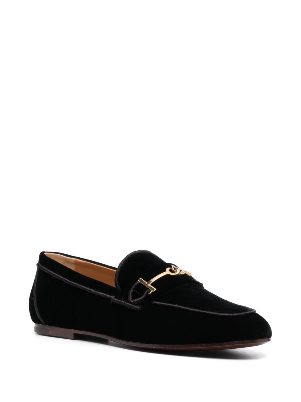 Tod's Black Velvet Loafers with Logo Detail image 2