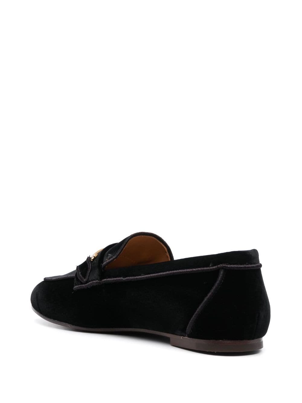 Tod's Black Velvet Loafers with Logo Detail image 3