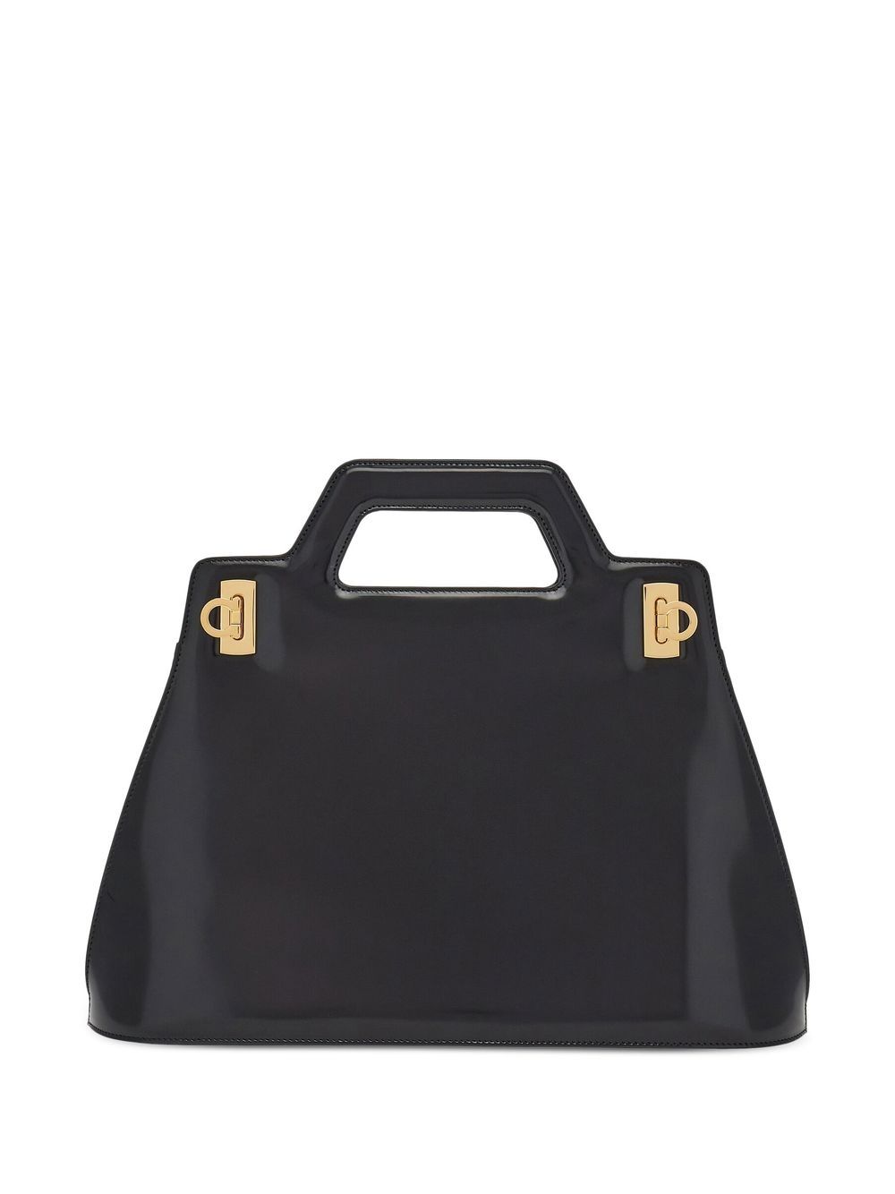 Ferragamo Black Veal Leather Gancini Swivel Closure Bag image 0