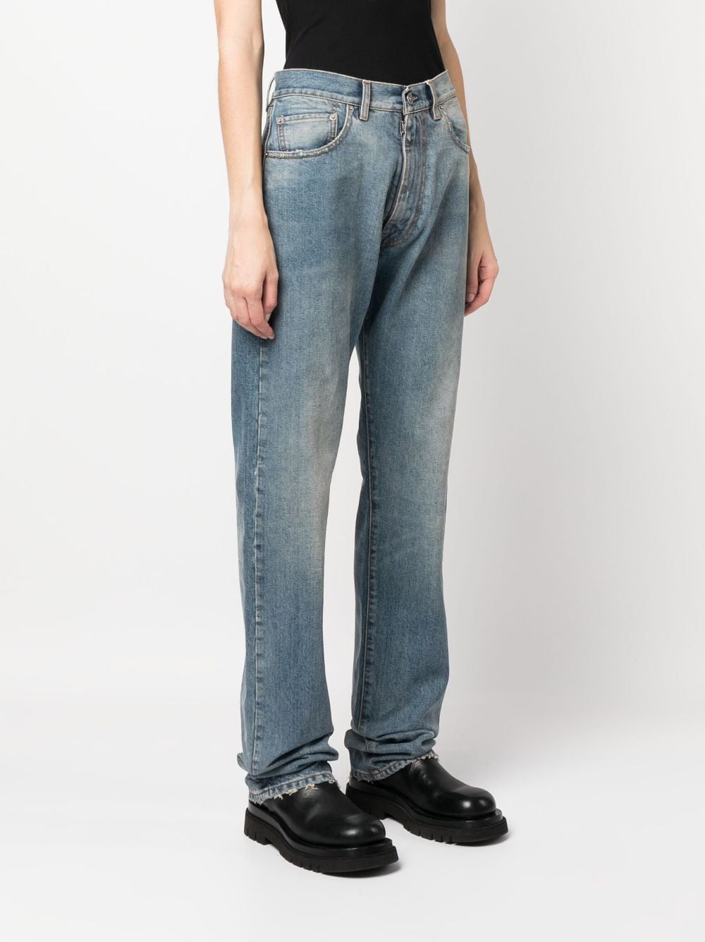 Maison Margiela Light Blue Distressed Straight-Leg Jeans image 1