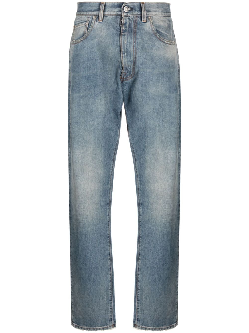 Maison Margiela Light Blue Distressed Straight-Leg Jeans image 0