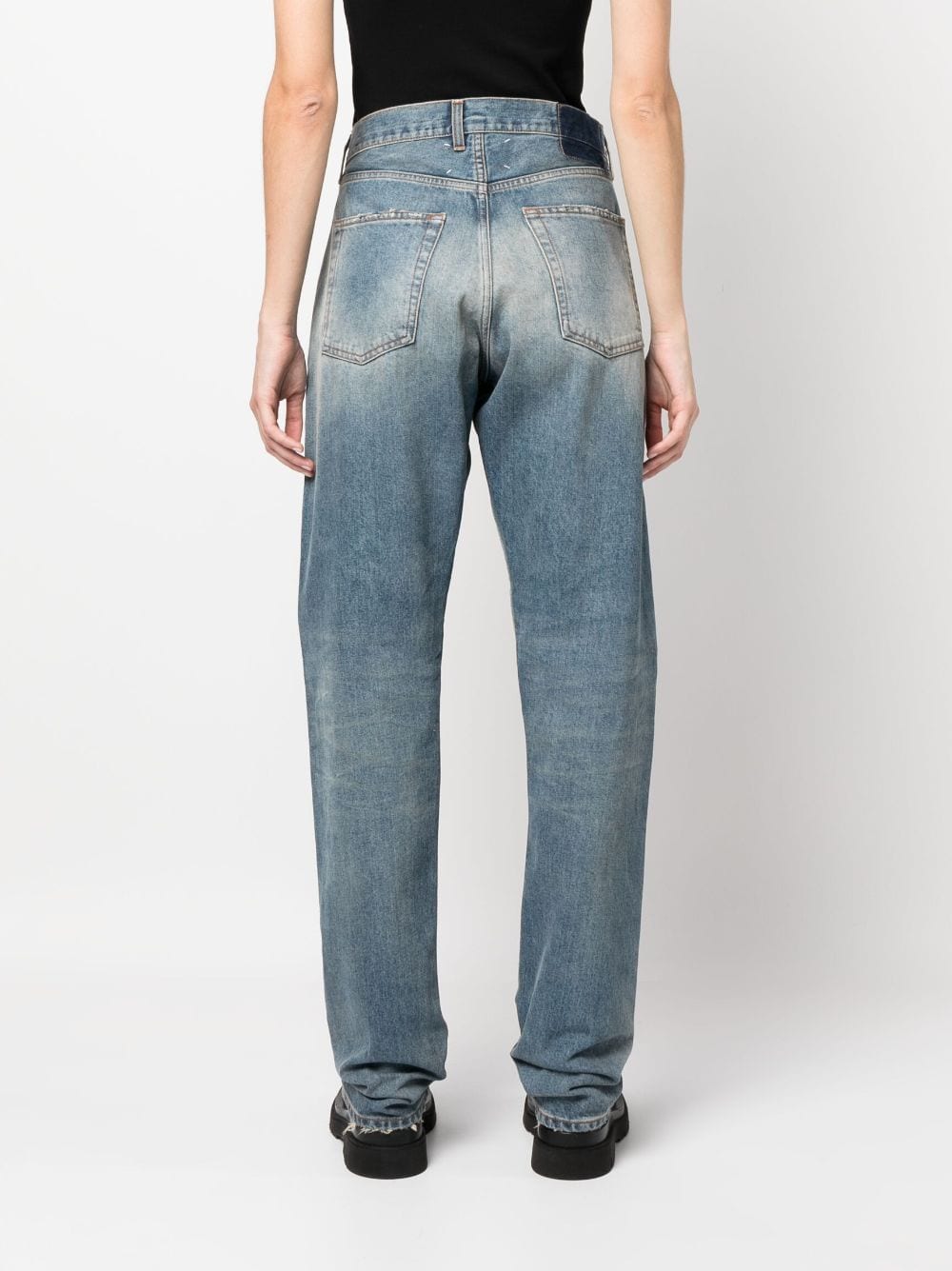 Maison Margiela Light Blue Distressed Straight-Leg Jeans image 3