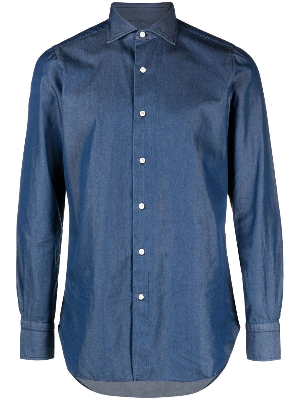 FINAMORE 1925 NAPOLI Blue Denim Long Sleeve Shirt image 0