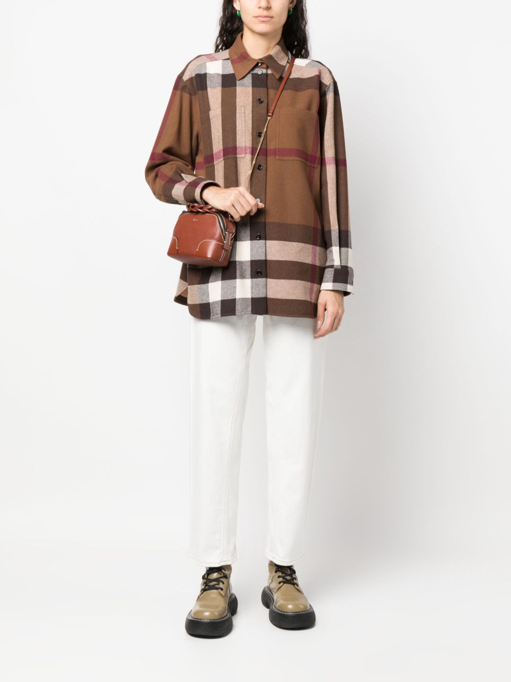 Burberry Men's Brown Check Flannel Shirt image 4