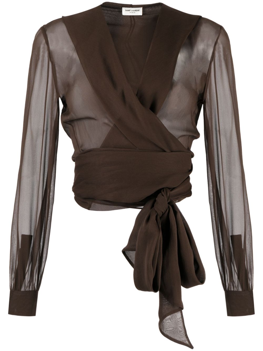 Saint Laurent Brown Organic Silk Hooded Blouse image 0