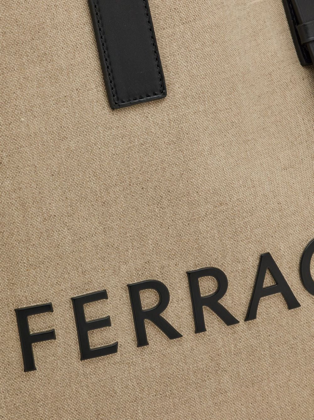 Ferragamo Beige Logo-Embossed Leather Tote Bag image 3