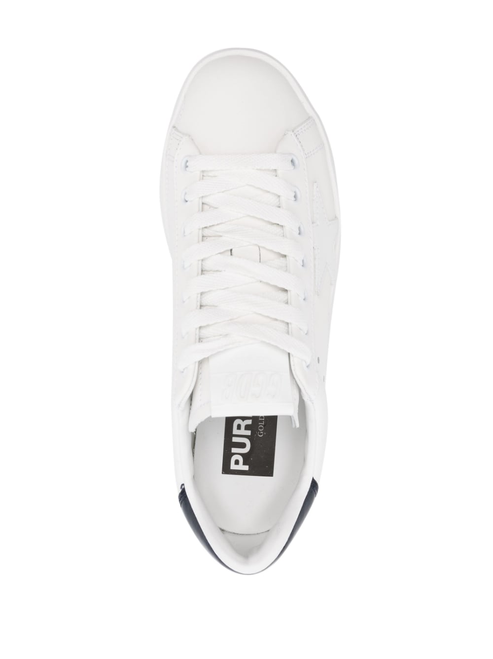 Golden Goose Super-Star White Leather Sneakers with Navy Detail image 1