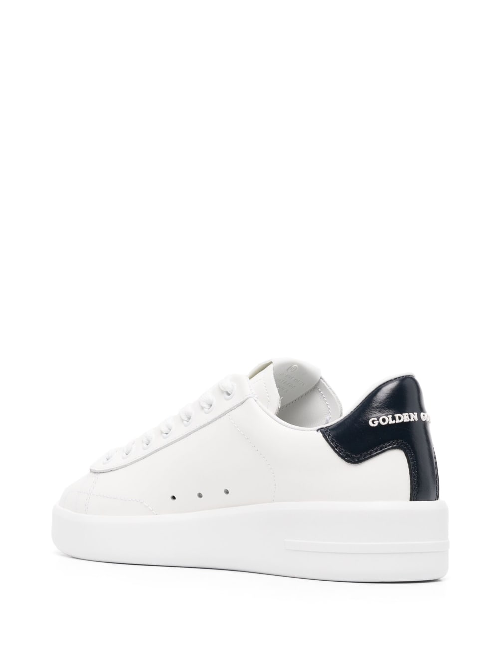 Golden Goose Super-Star White Leather Sneakers with Navy Detail image 3