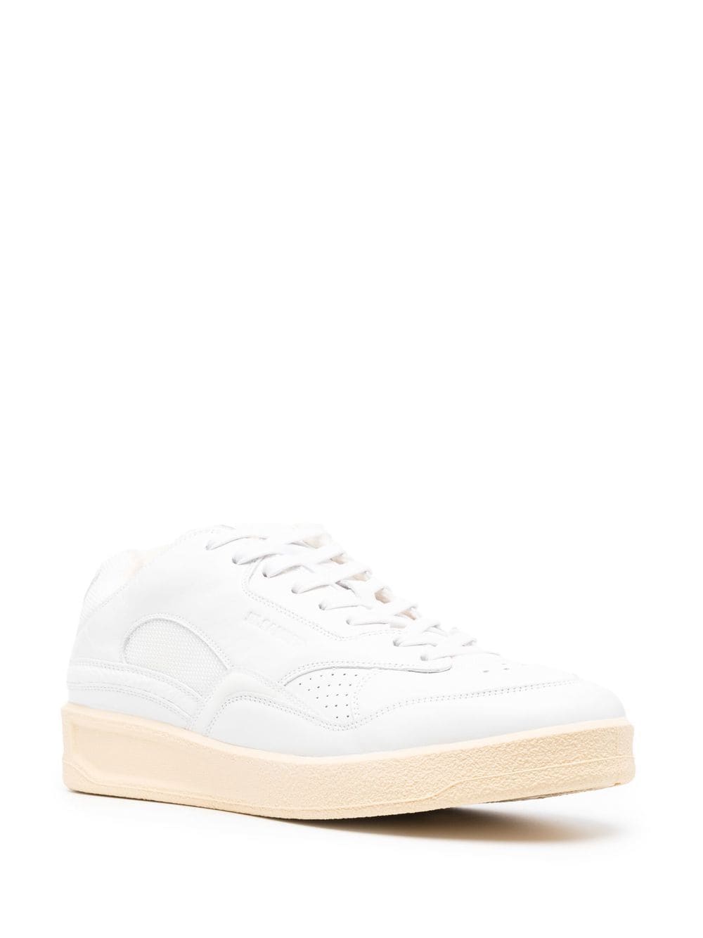 Jil Sander White Leather Panelled Low-Top Sneakers image 1