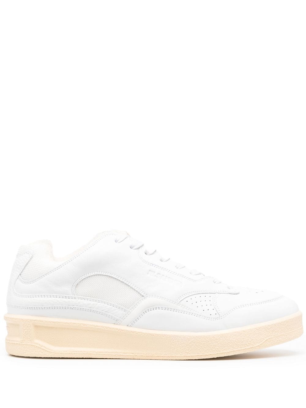 Jil Sander White Leather Panelled Low-Top Sneakers image 0