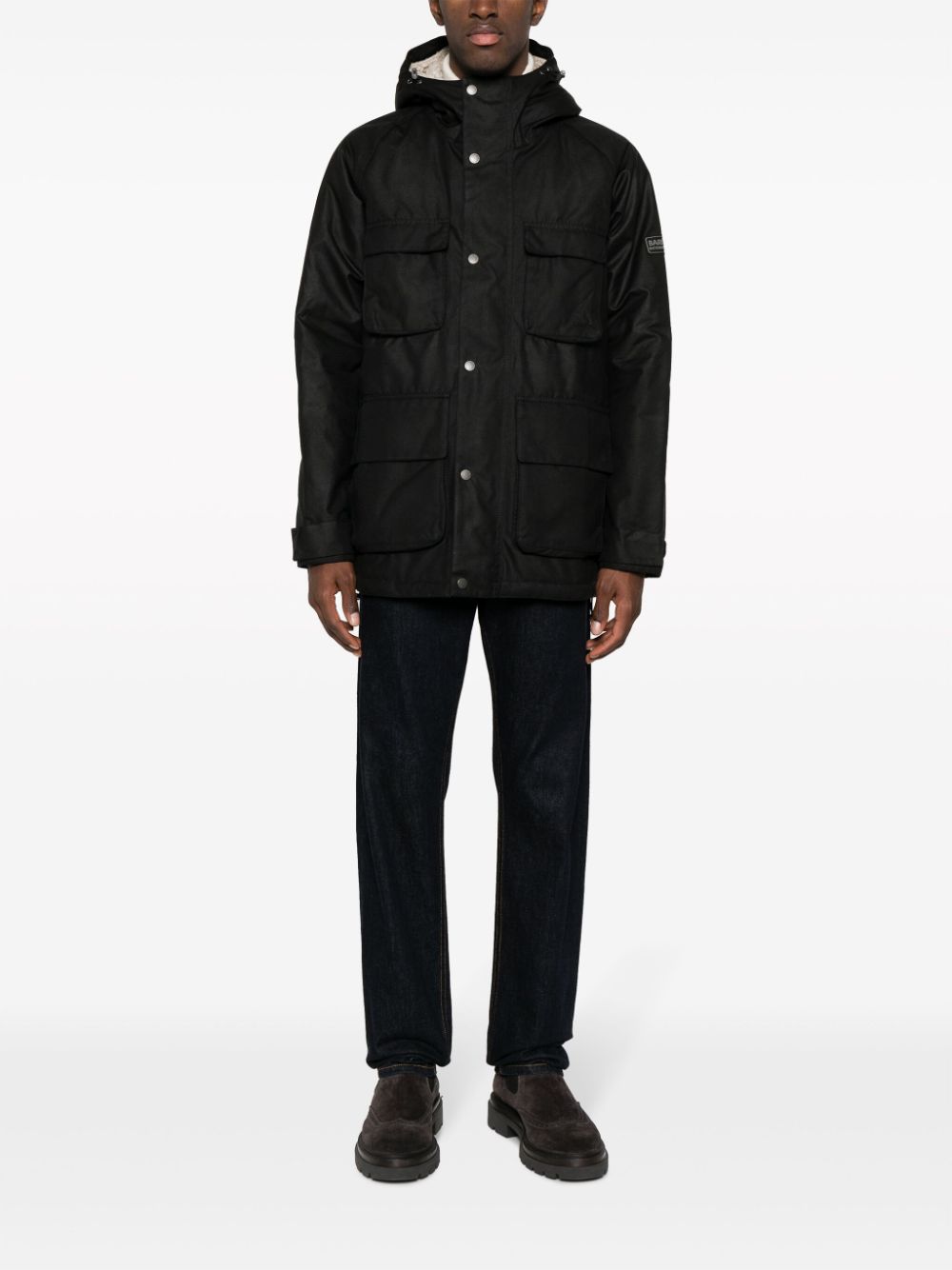 Barbour International Tantallon Waxed Hooded Jacket - Black image 1